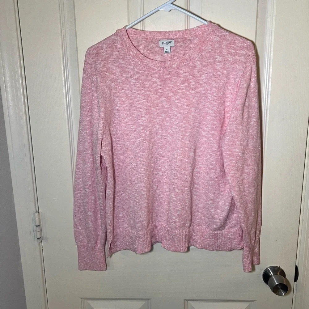J.Crew Pink Heathered Cotton Blend Sweater Women’s Size L Crewneck